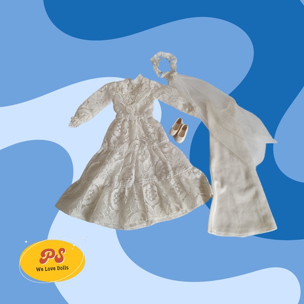 Vintage Pedigree Sindy weiße Hochzeit Brautkleid (#44730)