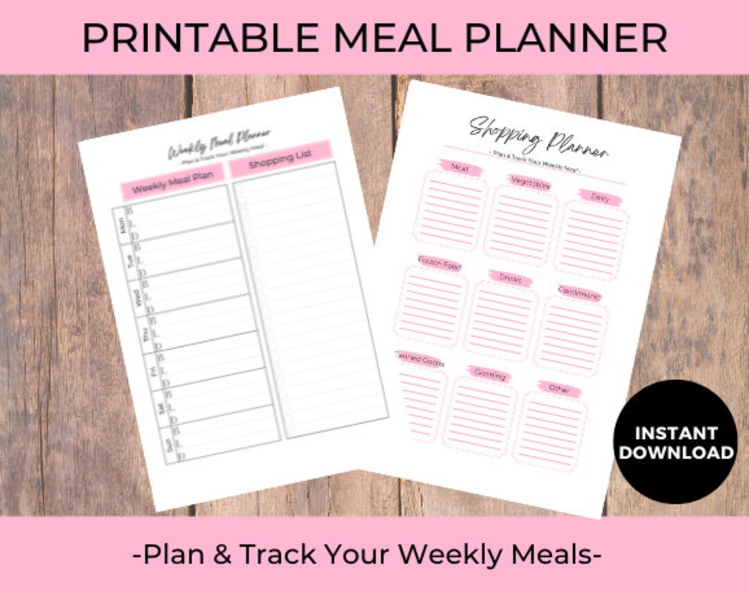 Weekly Meal Planner Bonus Grocery List Diet Automated Grocery List Meal