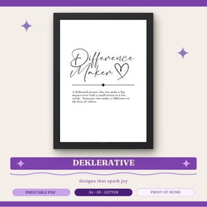 Difference Maker Wall Art Printable – Motivational Definition Print for Office or Classroom Decor