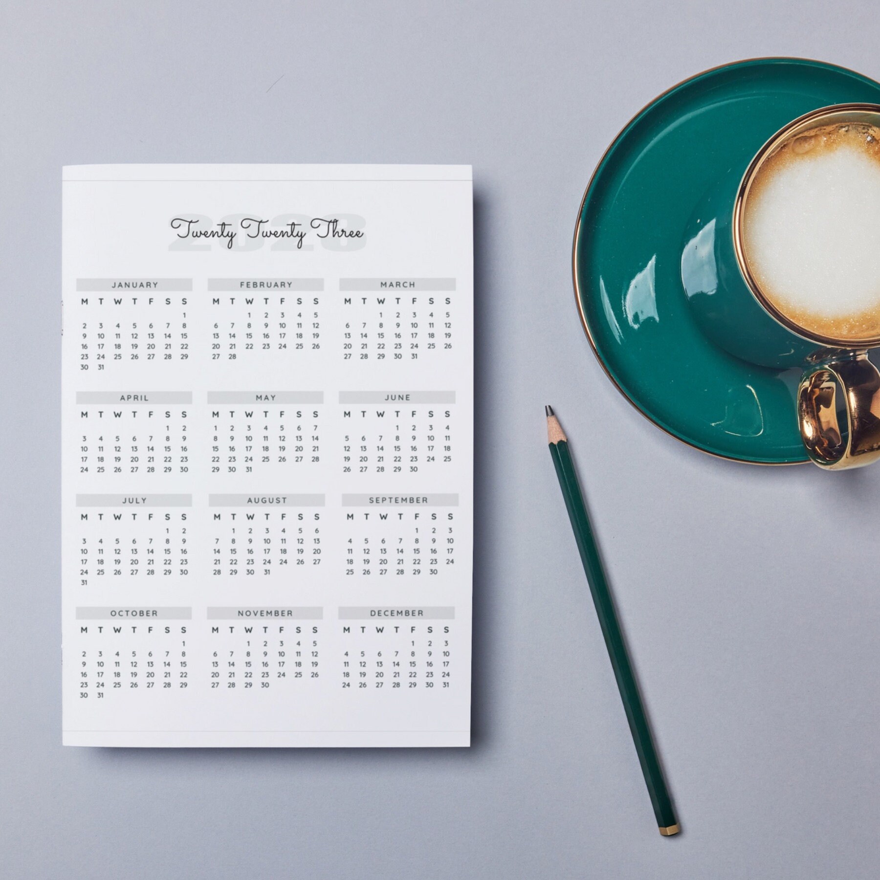 2023 2025 Year at A Glance Printable, Minimalist Calendar, A4, A5, A3 ...