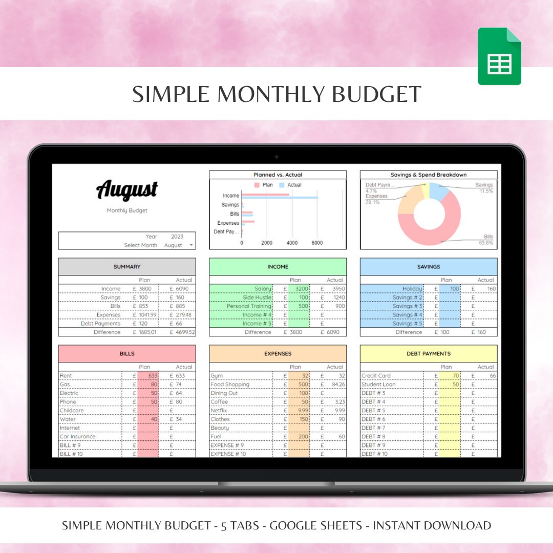 Paycheck Budget Spreadsheet Template for Google Sheets Budget - Etsy