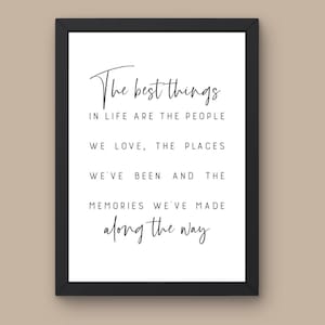 Les meilleures choses de la vie, art mural imprimable, citation inspirante, citations positives, impression de citation, cadeaux pour la famille, impression à la maison,