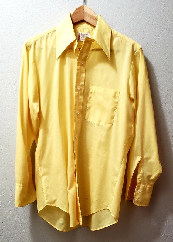 Vintage 70s Long-sleeved Yellow Shirt - image 1