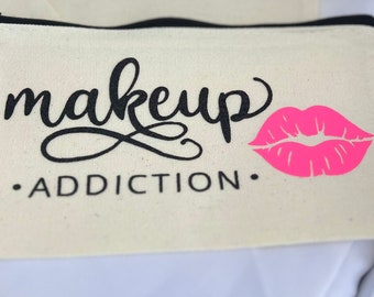 Makeup Addiction Zipper Canvas Cosmetic Bag