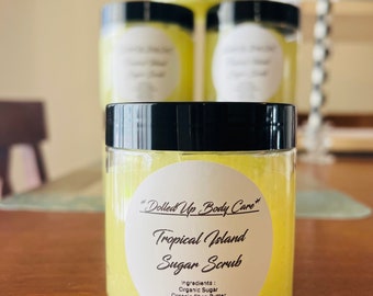 6oz Tropical Island Scented Exfoliating Organic Sugar Scrub