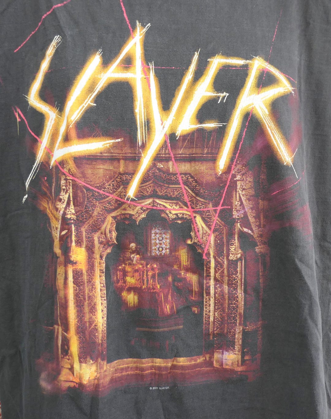 Vintage 2001 SLAYER God Hates Us All Tour T Shirt XL With Basic Wear 