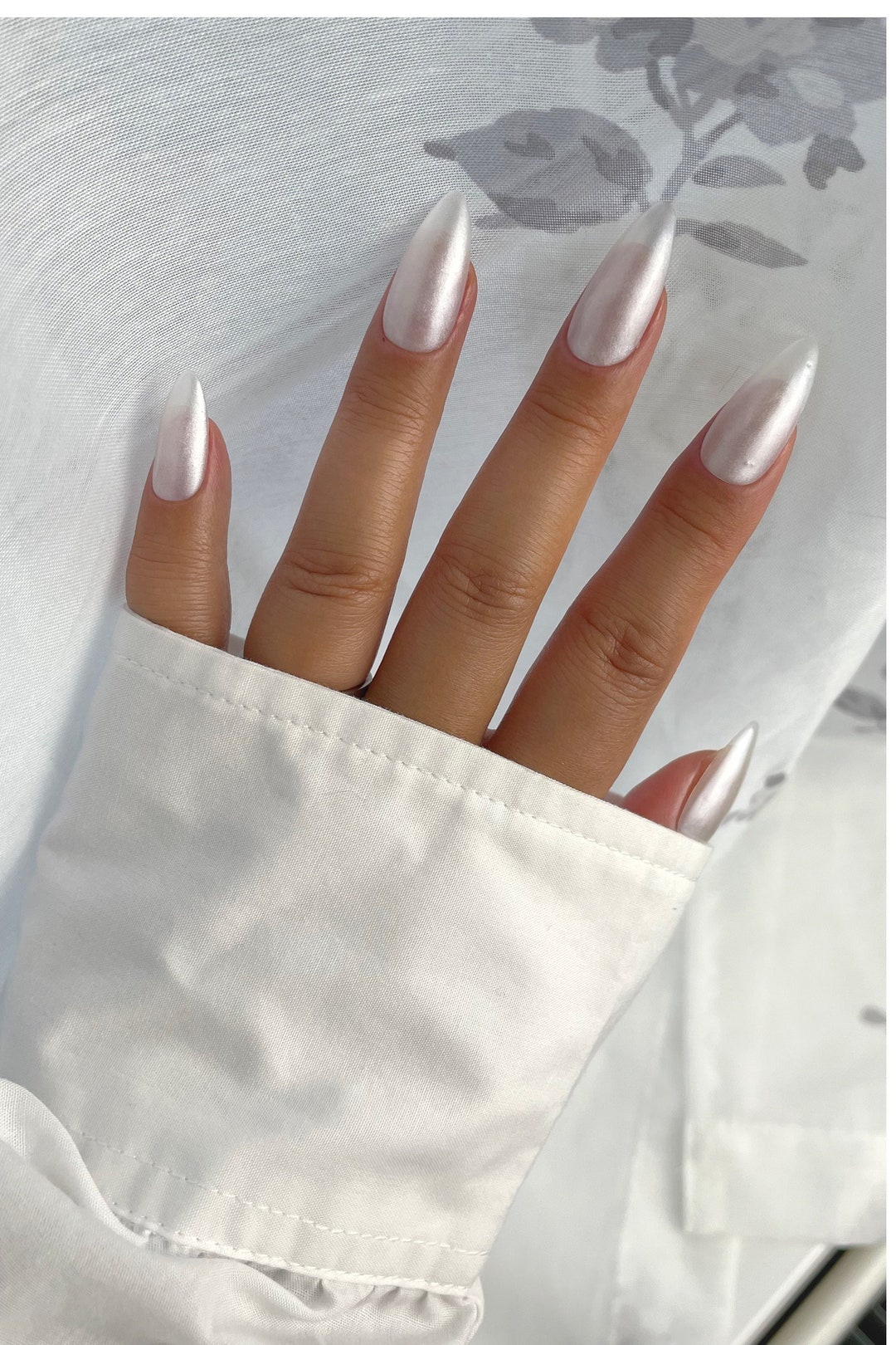 Beautiful Pearl Manicure White Nails Texture Stock Photo 1030387222 |  Shutterstock
