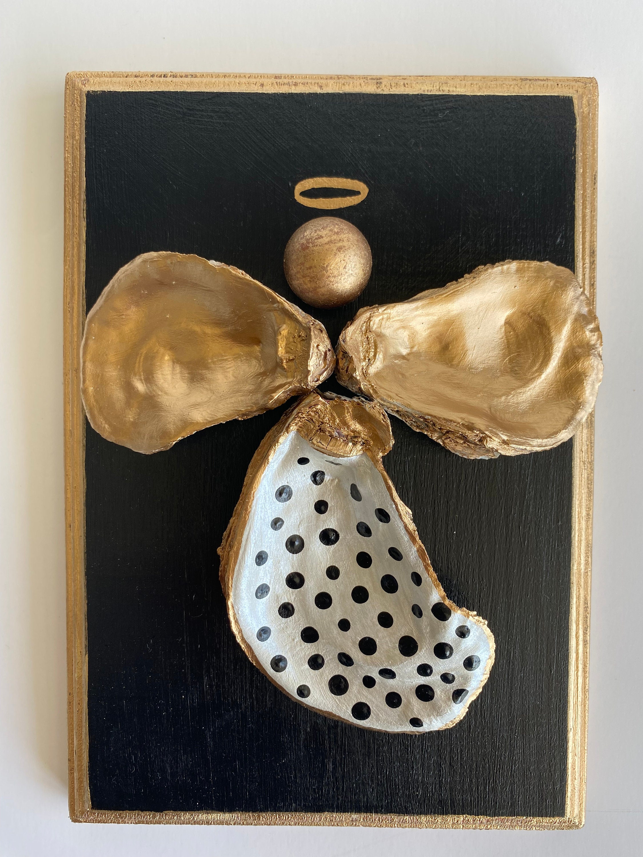 9x7 Oyster Angel, Oyster Shell Art, Christian Home Decor, Angel Wall