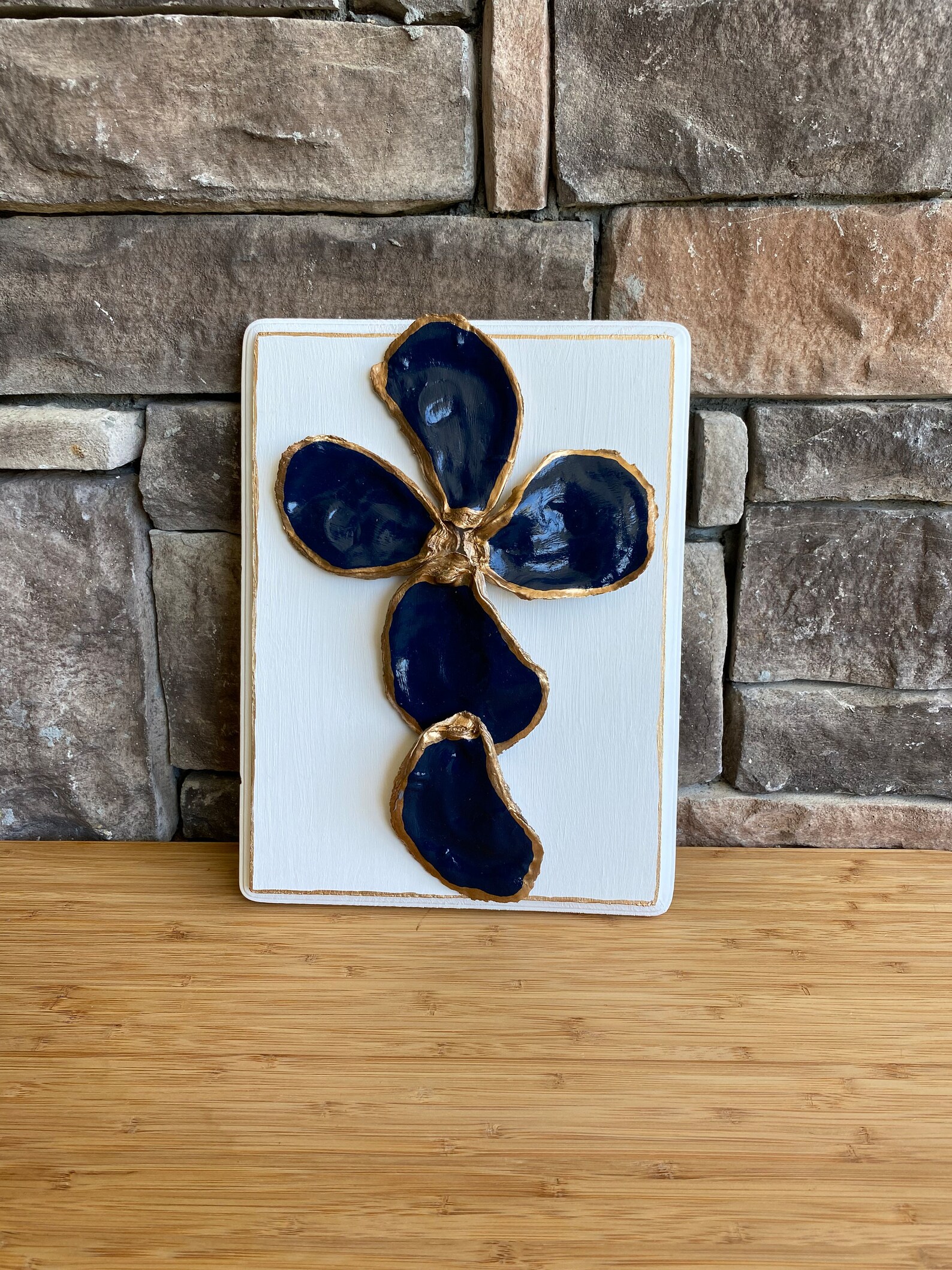 9 X 11 Oyster Cross on Wooden Block, Christian Wall Art, Religious Wall