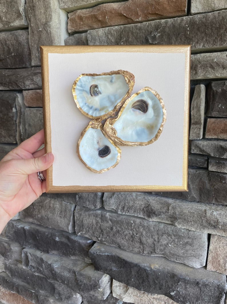 8 X 8 Oyster Wall Art, Bedroom Decor, Living Room Wall Art, Coastal