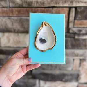 Oyster Shell Canvas Art: Gold Trimmed Coastal Decor (5x7)