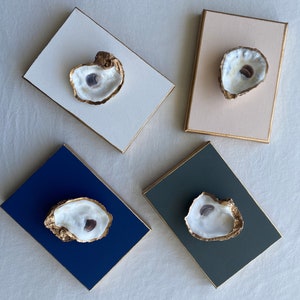 Oyster Shell Wall Art: Gold Trim Coastal Decor (5x7 Canvas)