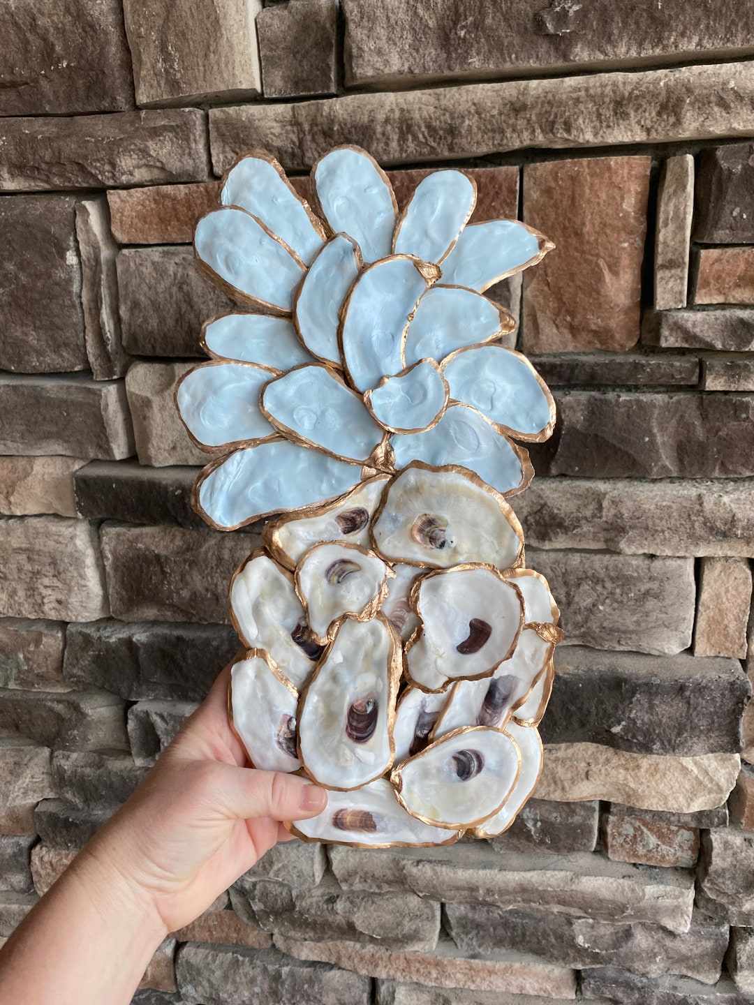 Pineapple Oyster Shell Wall Art, Door Sign, Coastal Decor, Gift for