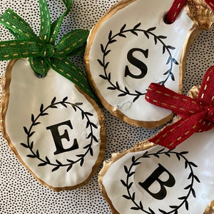 Personalized Oyster Shell Ornament: Coastal Monogram Gift