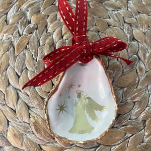 Angel Oyster shell ornament, Christmas ornament, Tropical Christmas ornament, Coastal Christmas, Oyster Christmas Ornament, Hostess gift