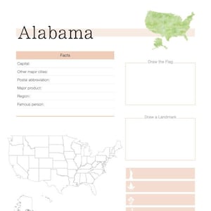 Libro de Estados Unidos - plan de estudios de educación en el hogar Estudio de unidad de 50 estados Imprimible