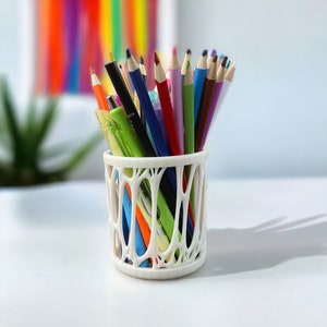 Modern 3D Printed Pen Holder - Aesthetic Desk Organizer, Minimalist Pencil Cup, Unique Office Decor, Stylish Stationery Storage
