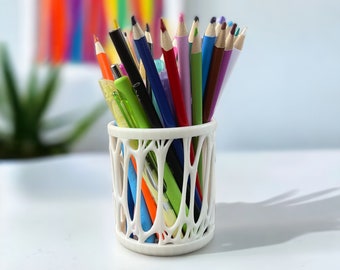 Modern 3D Printed Pen Holder - Aesthetic Desk Organizer, Minimalist Pencil Cup, Unique Office Decor, Stylish Stationery Storage