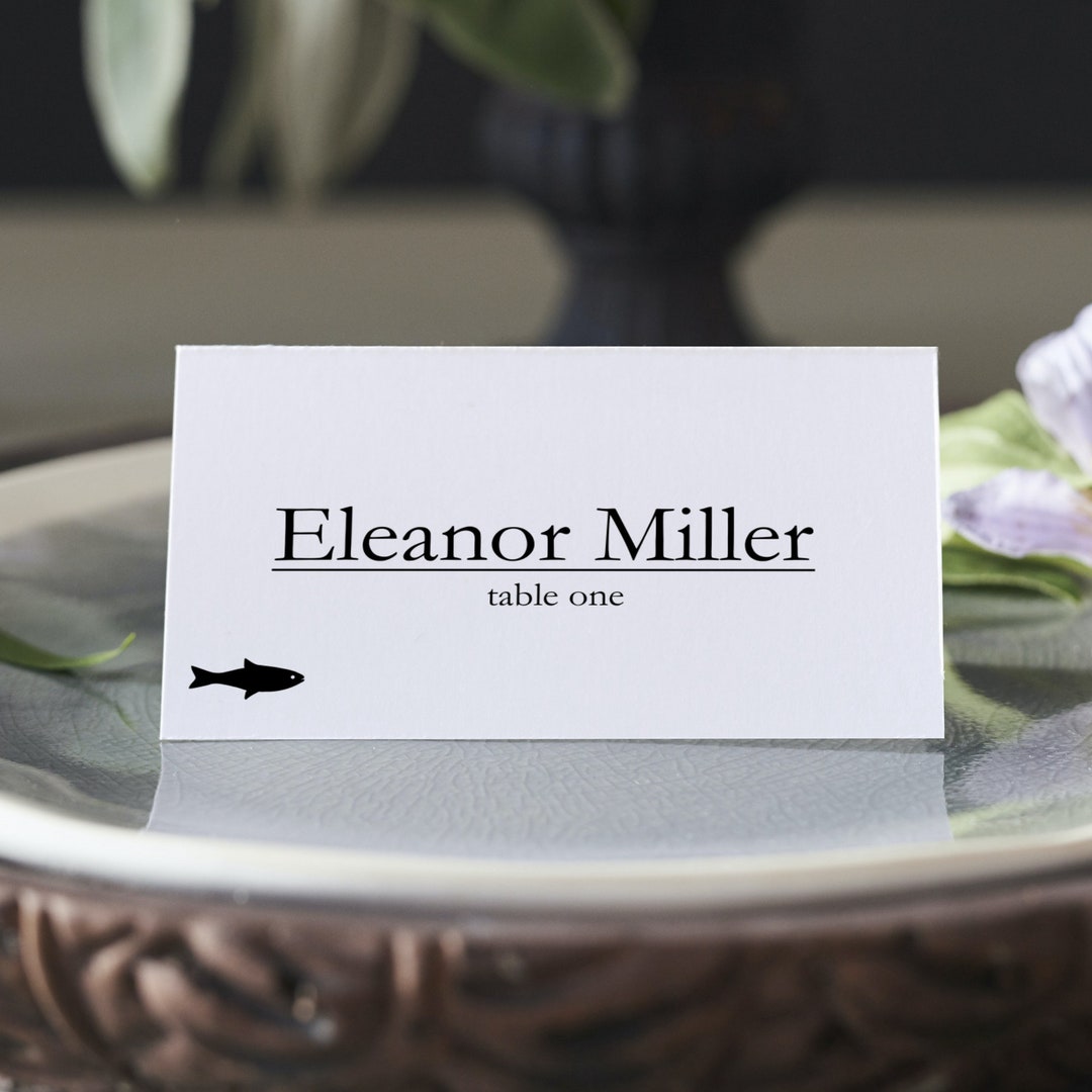 Wedding Name Card Template With Meal Icons Place Cards With Meal