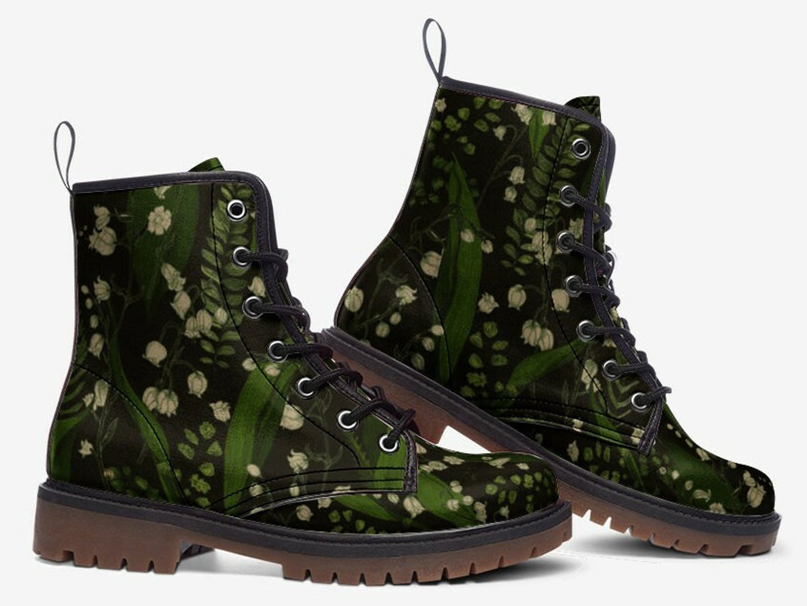 Lily of the Valley Vegan Leather Combat Boots Cottagecore - Etsy