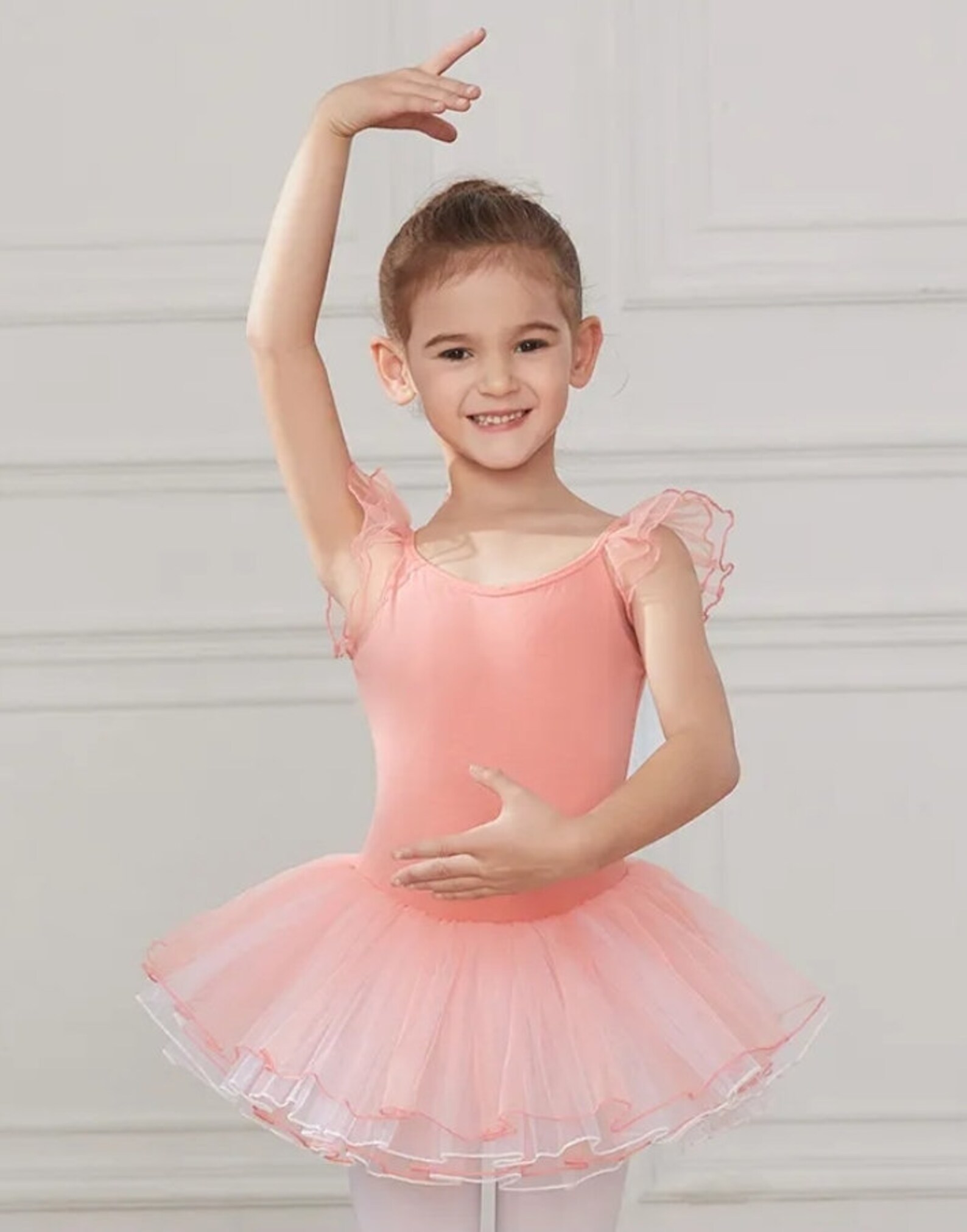 Ballerina Pink Girls Dance Leotard With Tulle Skirt Ballet Etsy
