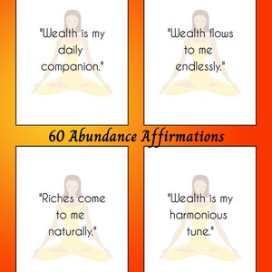 Prosperity & Wealth Manifestation 60 Printable Abundance Affirmation Cards, Positive Mindset Digital Download Self-Help Inspirational quote