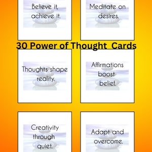 30 Tarjetas de poder de pensamiento: aumente la atención plena y la claridad mental, afirmaciones positivas, manifestación, crecimiento mental, descarga instantánea de PDF