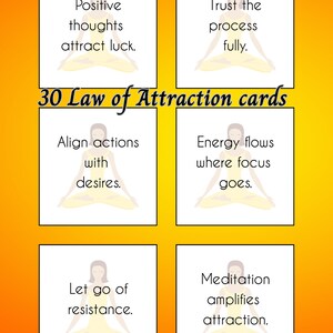 Manifest Joy: 30 Law of Attraction Cards - Mindfulness, Success, Self-Care, Instant Download, Printable Inspiration