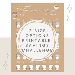 Coffee Savings Challenge Printable for Cash Stuffing | Instant Download | Minimalist Aesthetic Budgeting | PDF Savings Tracker