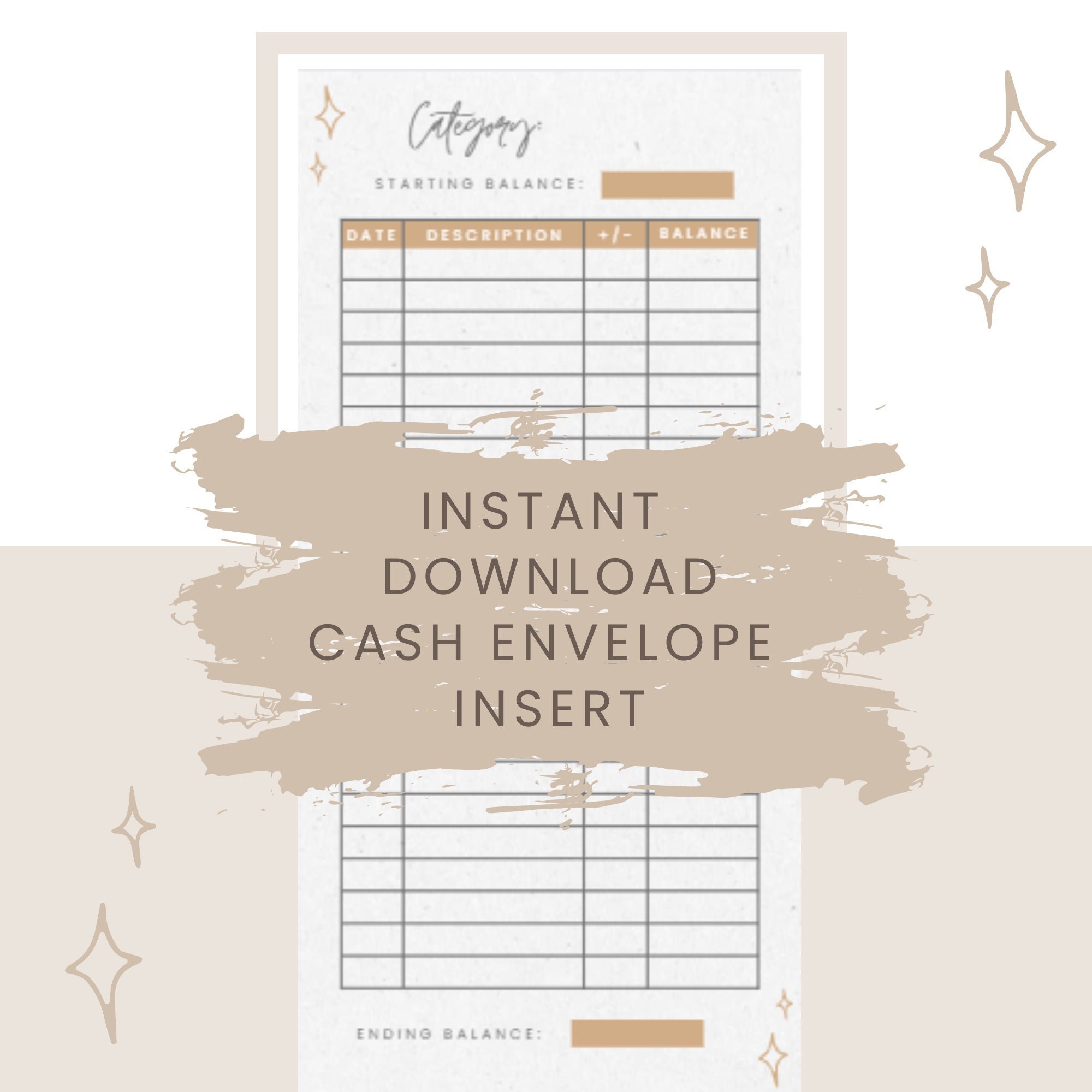 Cash Envelope Printable Tracker Insert for Cash Stuffing | Instant ...