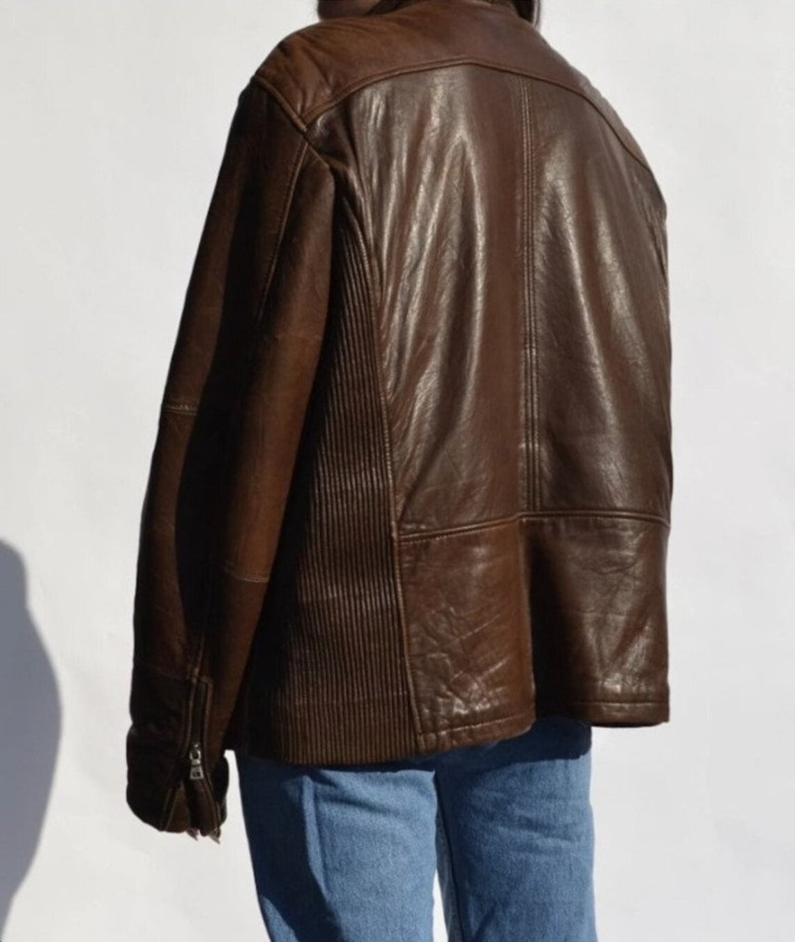 Vintageinspired Brown Leather Jackets for Women Oversized Bomber and