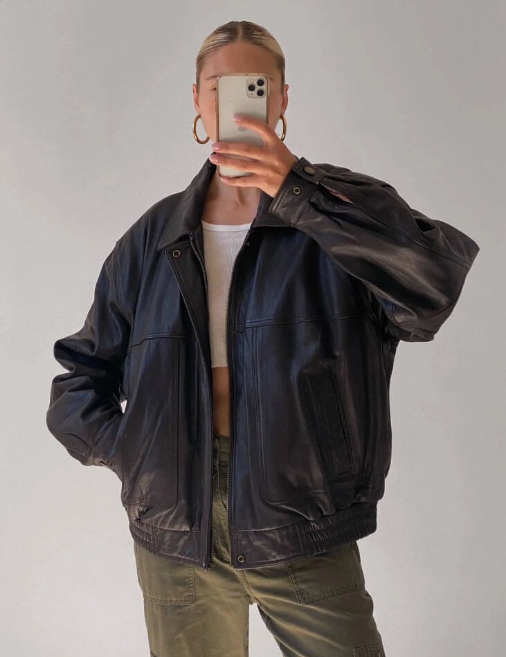 Baggy leather best sale jacket
