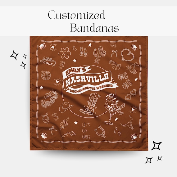Custom Western Bachelorette Bandana, Customized Bridesmaid Party Favor, Cowgirl Bridesmaid Gift, Personalized Head Scarf, Last Rodeo Theme