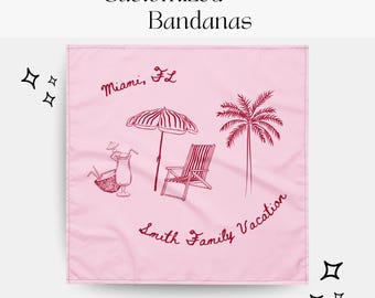 Pañuelo personalizado para vacaciones familiares: Bufanda personalizada para viajes a la playa