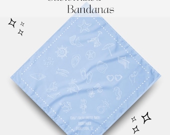 Custom Coastal Bachelorette Bandana, Last Toast on the Coast Theme, Customized Bridesmaid Party Favor Gift, Personalized Head Scarf