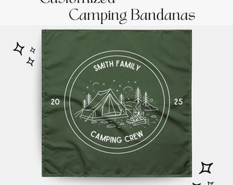 Pañuelo familiar personalizado para acampar: Bufanda personalizada para tripulación de cabina, diseño de fogata