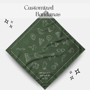 Custom Camp Bachelorette Bandana, Customized Bridesmaid Party Favor, Camping Bridesmaid Gift, Personalized Head Scarf, Cabin Crew Bach Theme