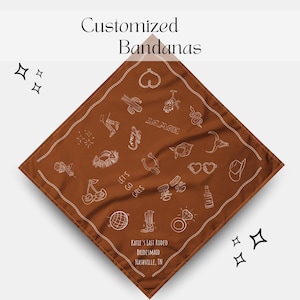 Custom Western Bachelorette Bandana, Customized Bridesmaid Party Favor, Cowgirl Bridesmaid Gift, Personalized Head Scarf, Last Rodeo Theme