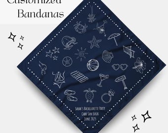 Custom Beach Bachelorette Bandana, Last Toast on the Coast Theme, Customized Bridesmaid Party Favor Gift, Personalized Head Scarf
