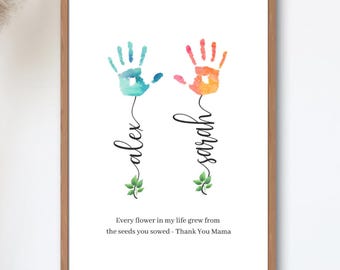 パーソナライズされた母の日の手形プリント、お母さんへの贈り物、赤ちゃんの初めての父の日のクラフト、赤ちゃんの記念品、お母さんへの子供への贈り物、DIYママの誕生日