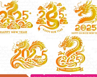 中国の旧正月 SVG PNG バンドル、2025 年の蛇年、太陰暦、シャツ、マグカップ、バッグ用の中国の星占い PNG をすぐにダウンロード
