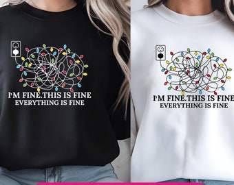 私は元気です すべてが元気です 絡まったクリスマス ライト SVG、面白いクリスマス Png、私は元気です ライト SVG Png バンドル、新年 2025 SVG Png