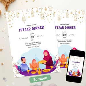 Ramadan Iftar 2025 Invitation, Editable Family Dinner Invite, Ramadan Kareem Invitation, Eid Party Invitation,  Islamic Invitation