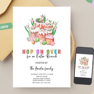 Osterbrunch-Einladung, bearbeitbare Osterbrunch-Einladung, Ostereiersuche-Einladung, Ostereinladung, digitaler Download