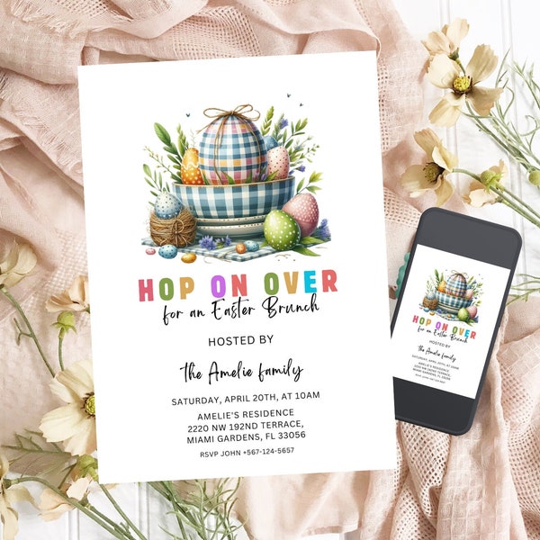 Easter Brunch Invitation, Editable Easter Brunch Invite, Easter Egg Hunt Invitation, Easter Invitation, Digital Download