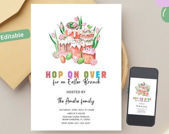 Easter Brunch Invitation, Editable Easter Brunch Invite, Easter Egg Hunt Invitation, Easter Invitation, Digital Download