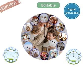 編集可能な時計写真コラージュテンプレート、送別ギフト、退職ギフト、同僚への退職ギフトポスターデジタル、チームメモリアルギフト、家族へのギフト