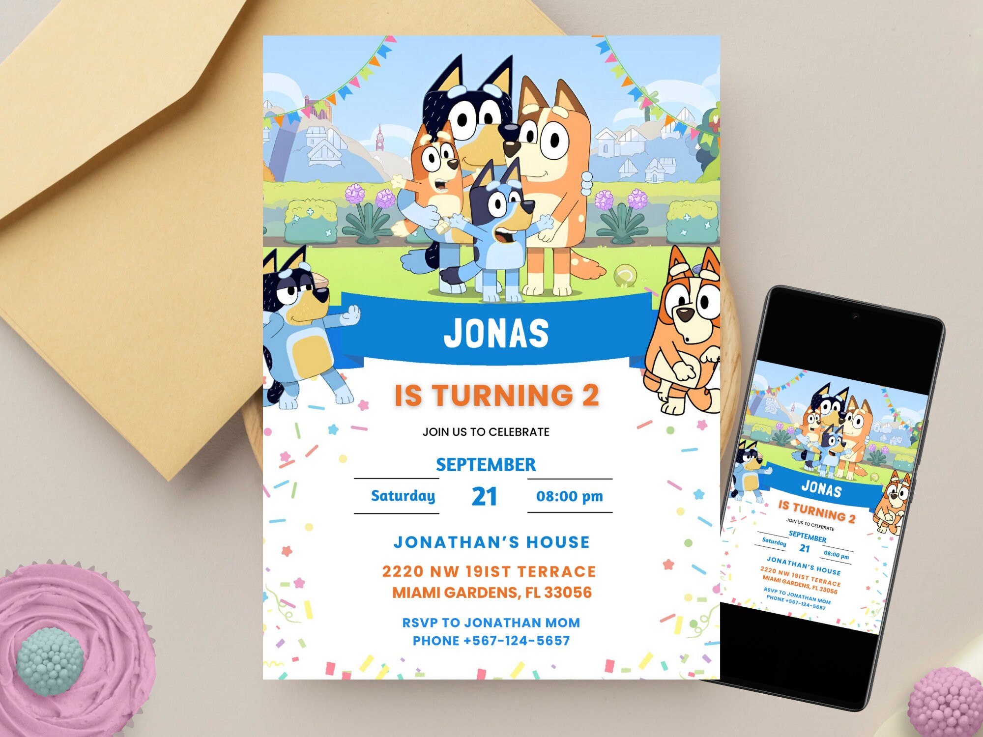Editable Bluey Birthday Template