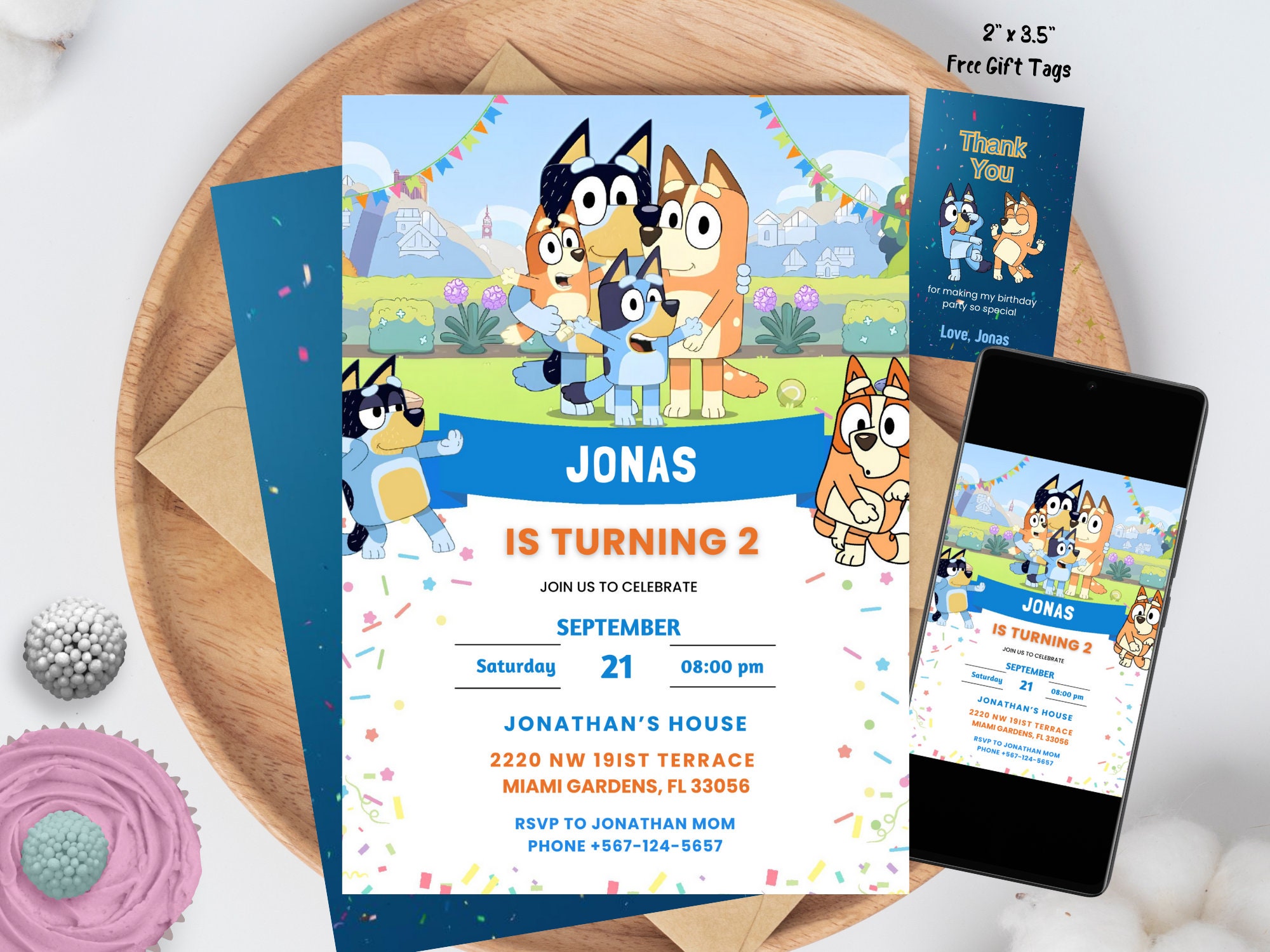 Editable Bluey Birthday Template