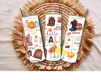 ボヘミアン秋ラップ、秋ラップ、パンプキンタンブラー、オレンジドドルタンブラー 20オンス 30オンス スキニータンブラーラップ PNG、Hello Fall 昇華デザイン